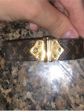 Authentic Louis Vuitton Monogram Bracelet in Brown with Gold Hardware